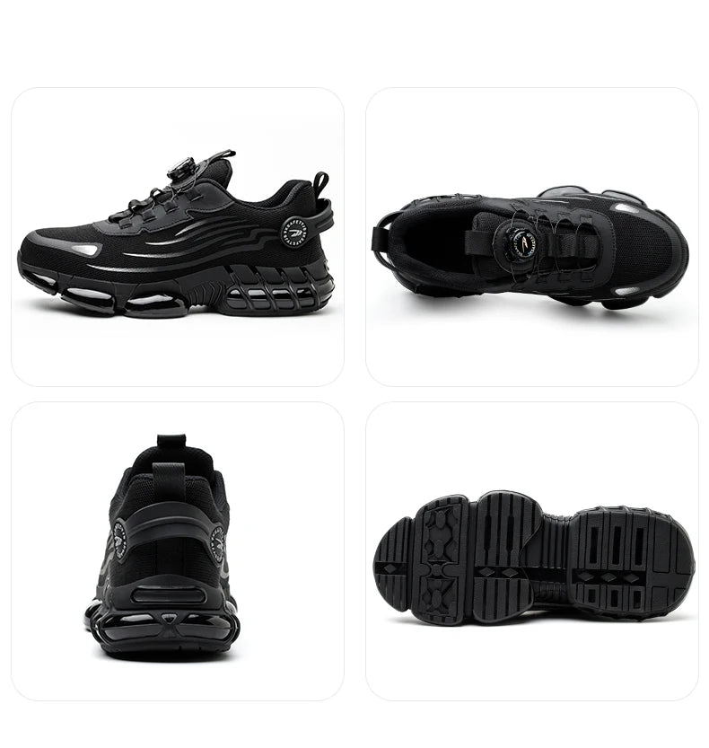 Rotating Button Men’s Safety Shoes – Anti-Smash & Anti-Puncture Work Boots, Fashion Sport Protective Footwear