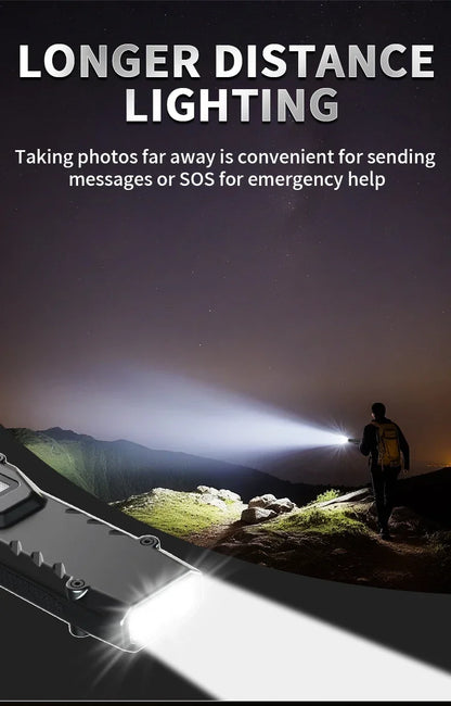 Tactical Triple-Light LED Flashlight – Ultra-Thin Aluminum Alloy EDC Rechargeable COB Work Light