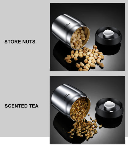 Vacuum Sealed Coffee Bean Storage Tank – 304 Stainless Steel Moisture-Proof Food Jar for Home