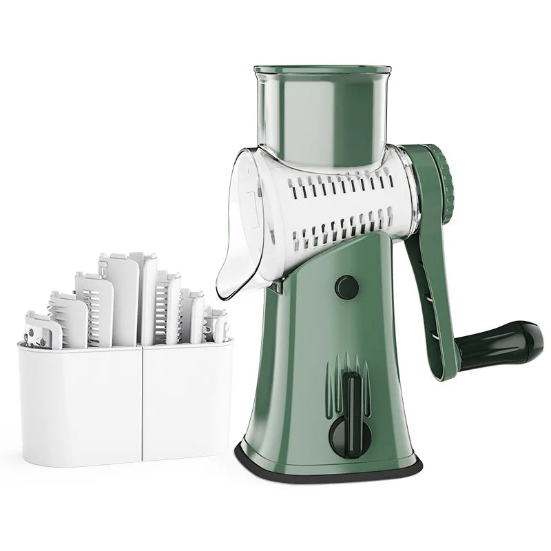LMETJMA 5-in-1 Rotary Cheese Grater — Vegetable Mandoline, Julienne Slicer & Nut Chopper