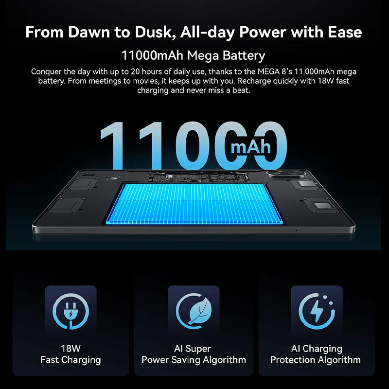 Blackview MEGA 8 Tablet – 13" FHD+ 90Hz Display, 11000mAh, Android 15, 50MP Camera, 4 Speakers, 4G Pad PC