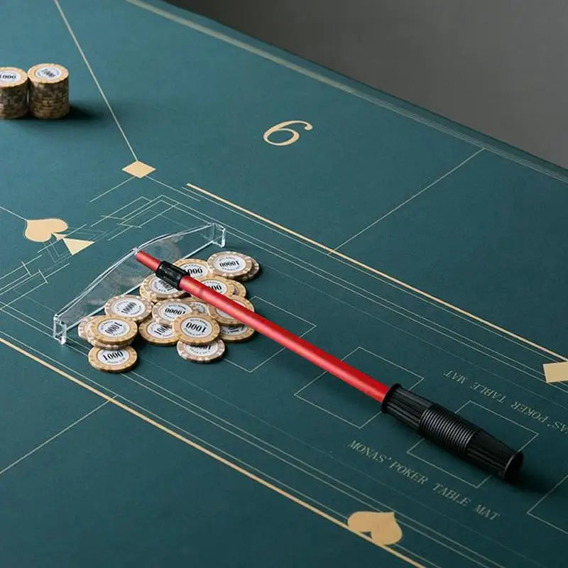 Telescopic Metal Chip Rake – Casino Gaming Desk Accessory for Roulette & Poker Chips Collection