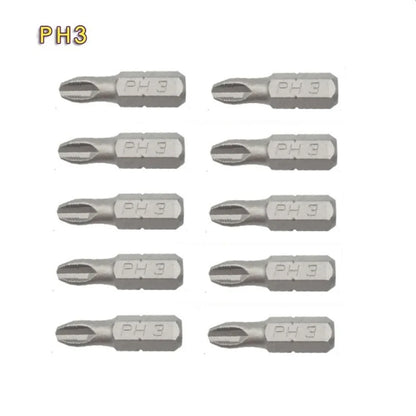 10-Pcs 25mm Anti-Slip Magnetic Hex Shank Screwdriver Bit Set – PH1, PH2, PH3, PZ1, PZ2, PZ3 Drill Bits