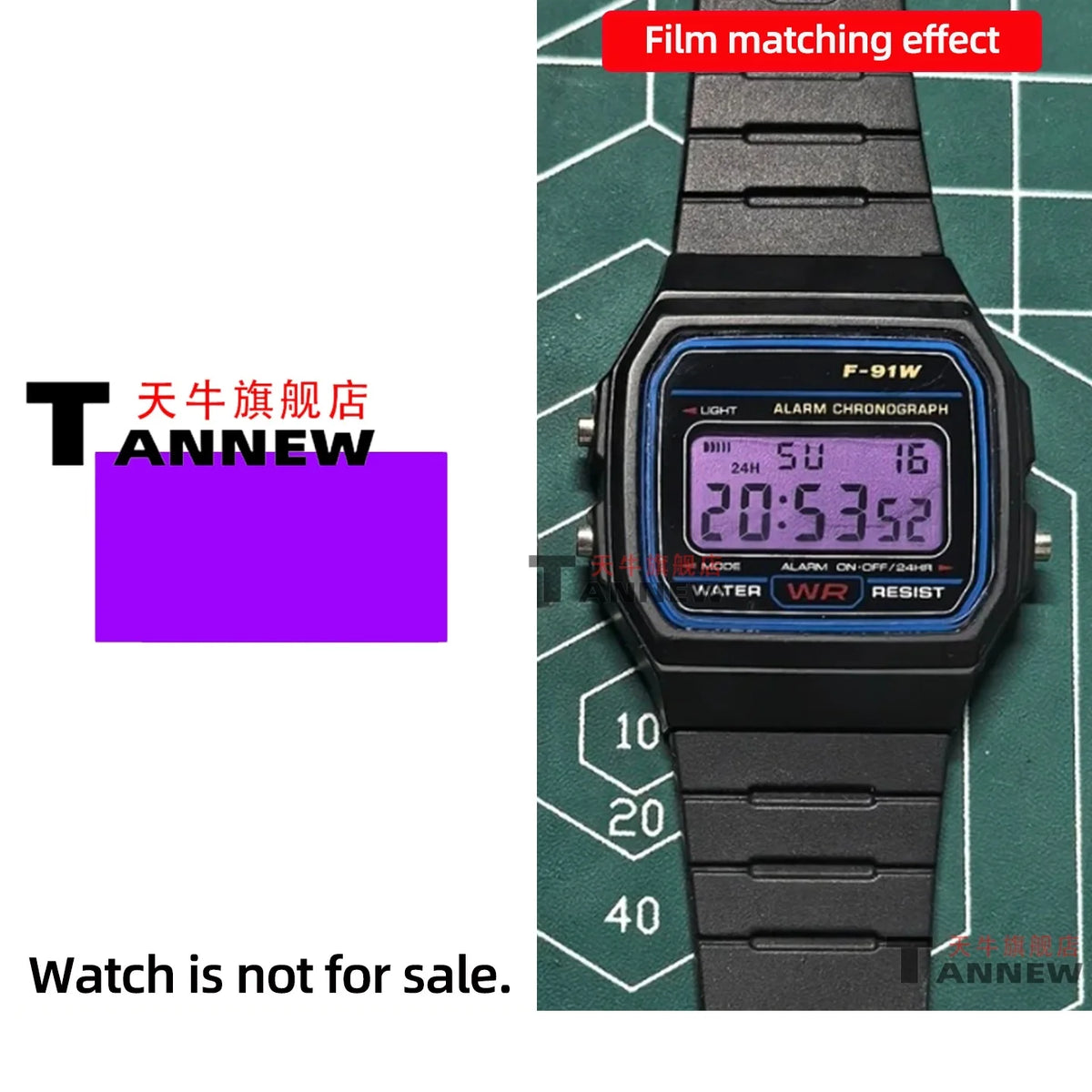 Casio F-91W A158W A168 Mod Kit - STN HD Display, Rainbow Gradient Display Sticker & Complete Watch Makeover Set