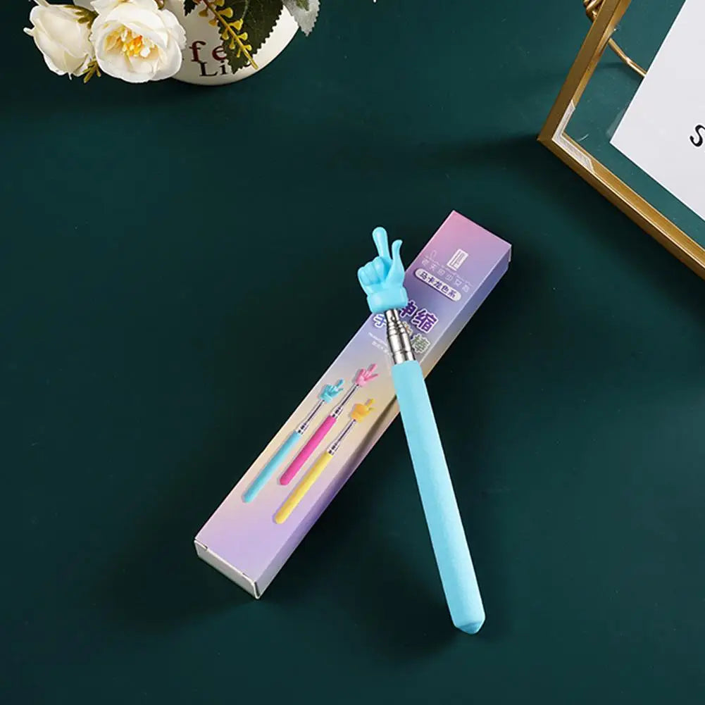 Retractable Teacher Pointer — Stainless Steel Telescopic Finger Design Stick for Classroom Teaching Supplies