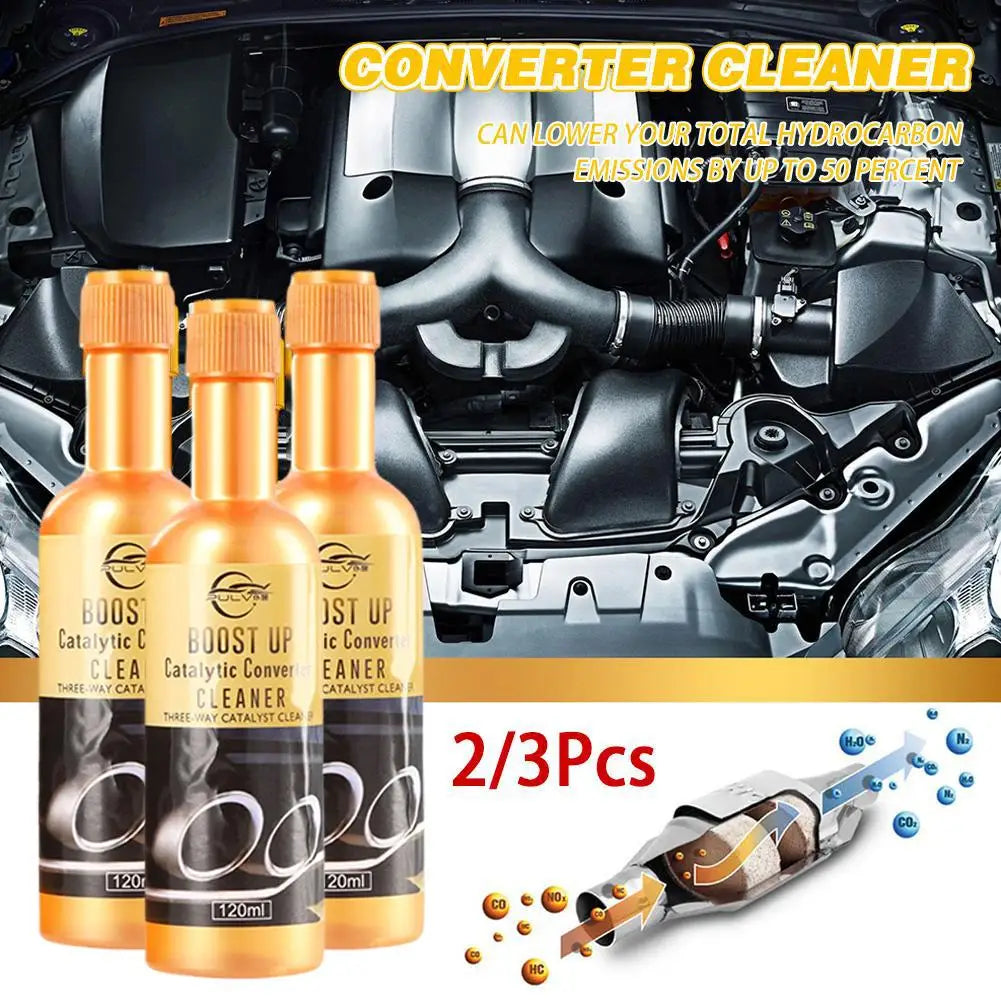Car Catalytic Converter Cleaner - 3pcs 120ml Engine Fuel System Cleaning Booster Additive