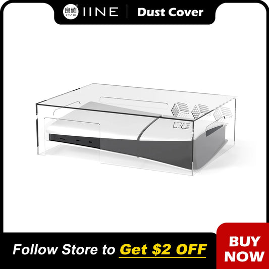 IINE Acrylic Dust Cover for PS5 Slim – Durable PC Dustproof Protective Case Compatible with Disc & Digital Console Models