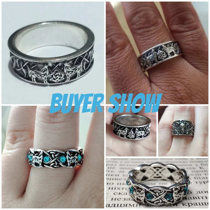 Huitan Viking Nordic Mythology Giant Wolf Ring – Defense Totem, Hip Hop Rock Fashion Unisex Punk Jewelry Gift