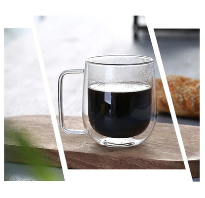 150-350ml Heat Resistant Borosilicate Glass Mug – Double Wall Coffee Cup with Handle, Clear Milk & Water Cup Gift