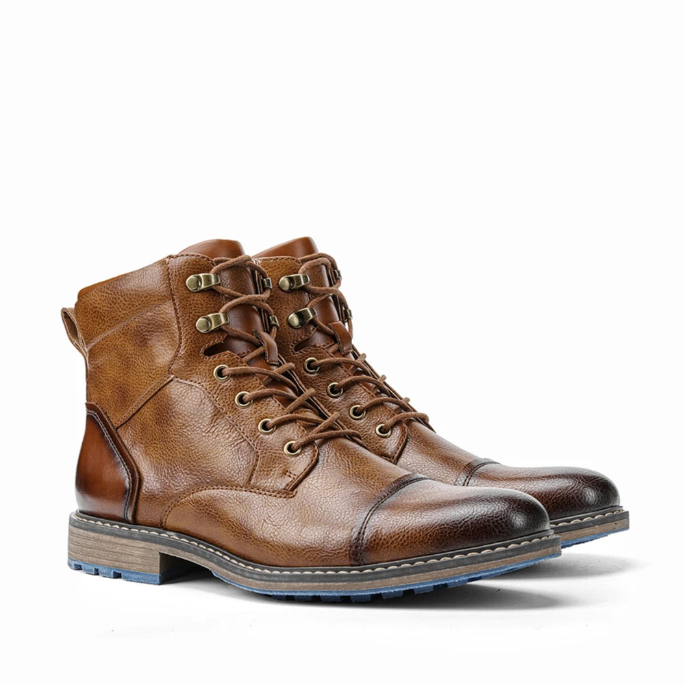 2023 Retro Men’s Leather Boots – Comfortable Spring Fashion Boots, Size 7-13