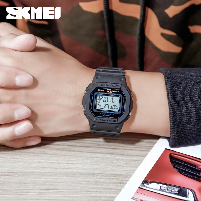 SKMEI 1628 Military Digital Watch for Men - Retro Sport Waterproof Electronic Wristwatch with LED Display