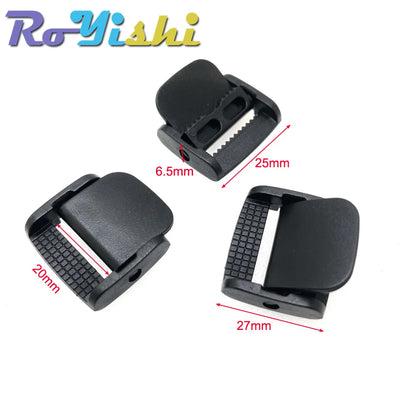 5Pcs Plastic Cam Buckle Set – Adjustable Black Toggle Clips for Backpack Straps & Webbing (5/8”–2” Sizes)