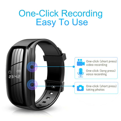 HD Mini Camera Watch – 8-256GB Video & Voice Recorder Wristband with USB Flash Drive, Noise-Reducing Sound Recording Dictaphone