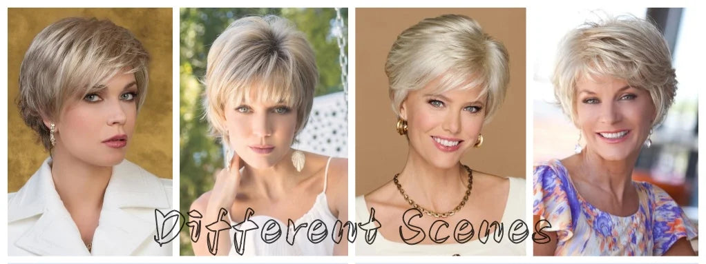 Platinum Blonde Short Pixie Cut Wig – 8 Inch Human Hair Wig with Bangs for Women, Soft Machine Made