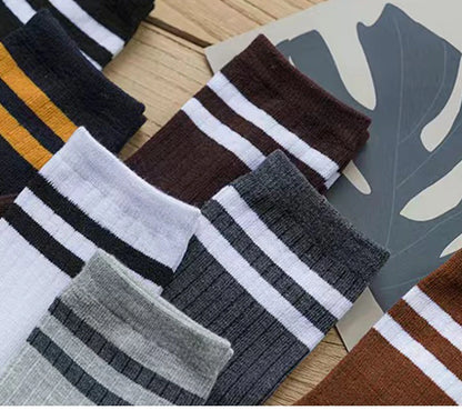 5/10 Pairs Striped Harajuku Retro Socks - Casual, Breathable Cotton Socks for Men & Women