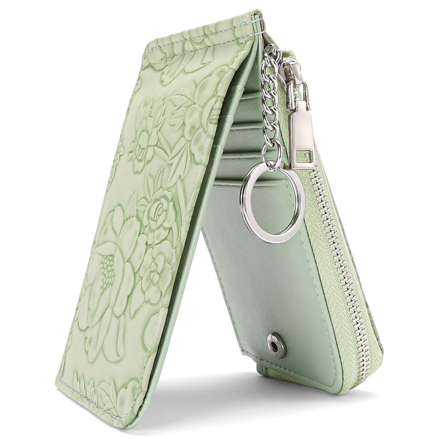 Ladies Zip Coin Purse with Key Ring – Embossed Design, Multi-Card Slots, Large Capacity Wallet Fashion Accessory