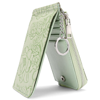 Ladies Zip Coin Purse with Key Ring – Embossed Design, Multi-Card Slots, Large Capacity Wallet Fashion Accessory