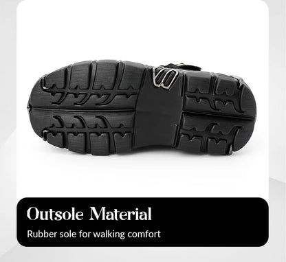 2024 New Punk Style Women's Platform Shoes – 6CM Lace-Up Gothic Ankle Boots with Metal Decor