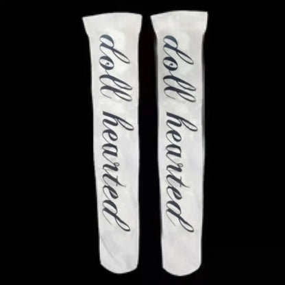 Y2K Punk Graffiti Thigh-High Socks - White Over-Knee Stockings for Cosplay, Harajuku & Kawaii Style