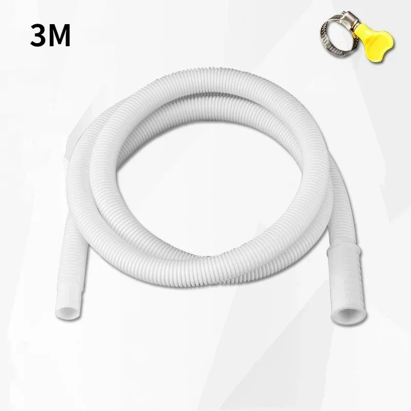 Flexible Air Conditioning & Washing Machine Drain Hose — Water Inlet Extension Pipe with Faucet Connector for Bathroom & Kitchen