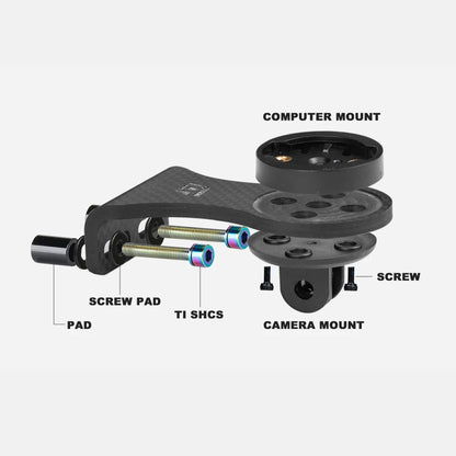 OGEVKIN Carbon Bike Stem Extension — Computer Mount Holder Rack for GPS, Cycling Computer, Camera & Light, 3K Black