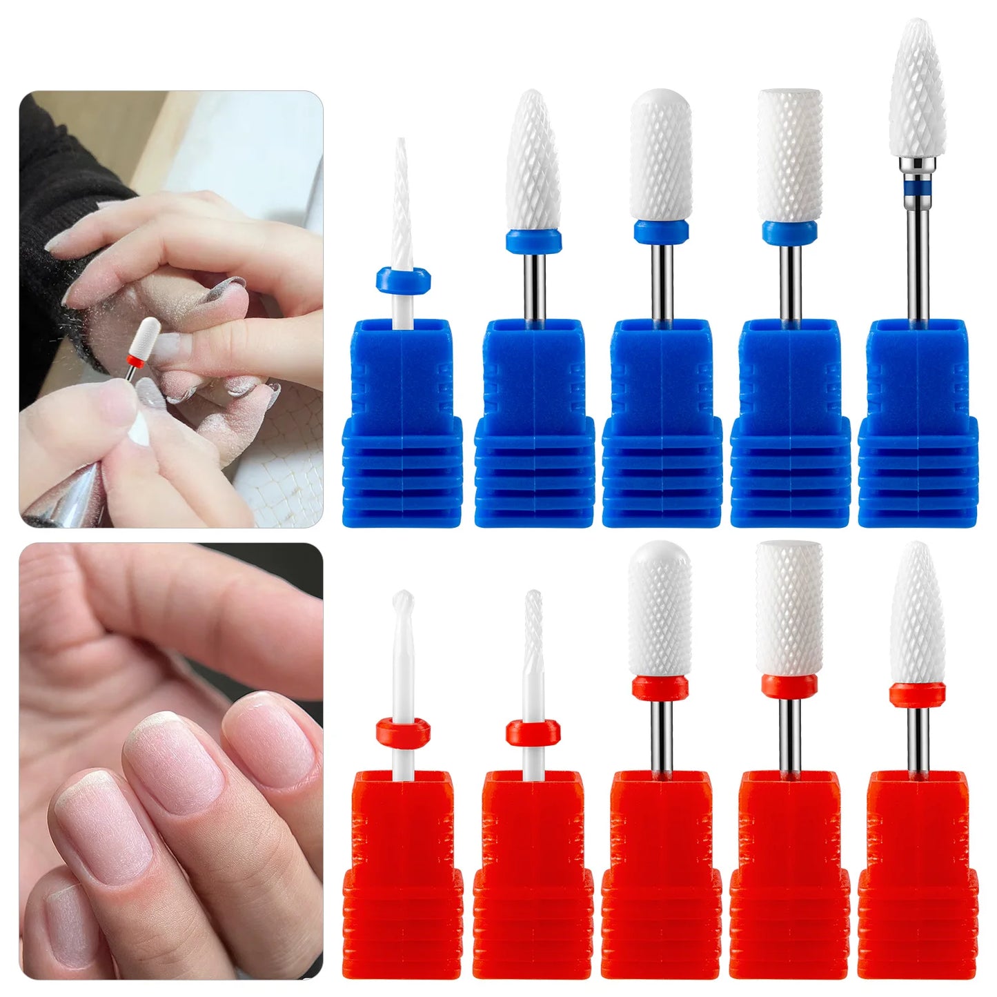 5PCS Ceramic Nail Drill Bit Set - Electric Milling Cutter Bits for Manicure & Pedicure Nail Machine Accessories