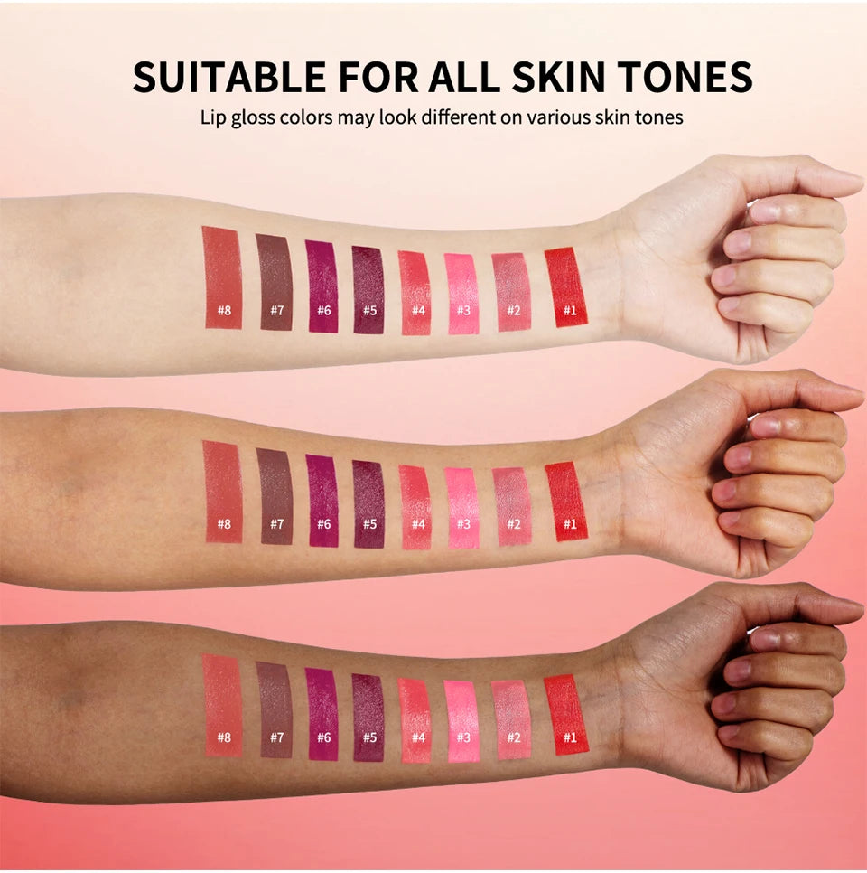 Velvet Matte Lip Gloss – 8 Colors Long-Lasting, Non-Drying, Moisturizing Plumping Lipstick for All Skin Tones