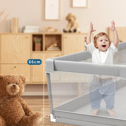 IMBABY Baby Playpen – Light Gray Corralito with Pull Ring, Child Safety Barrier Fence and Ball Box for Baby Playground