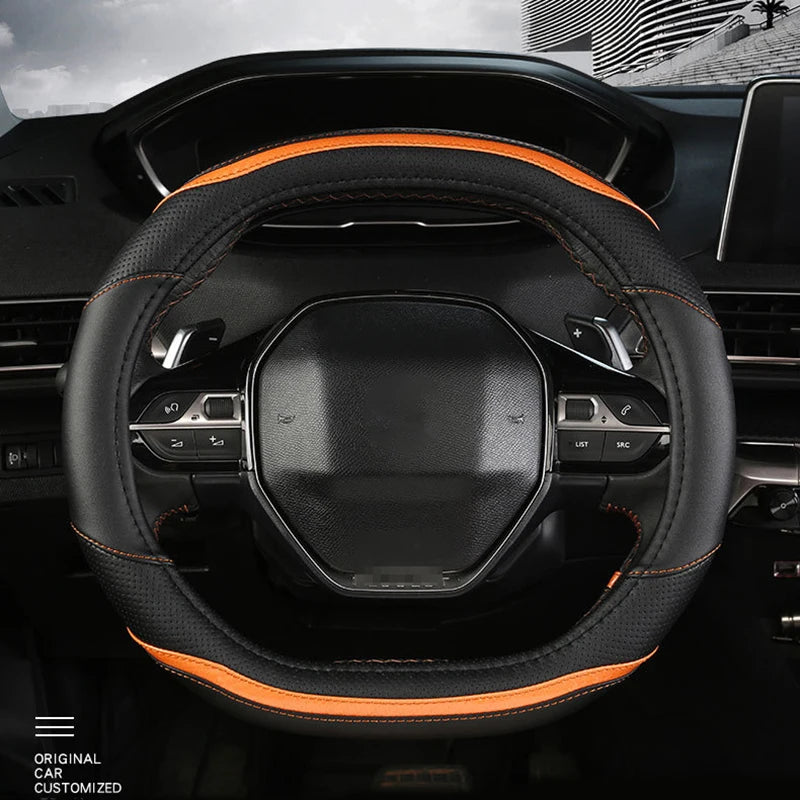 Peugeot 3008/4008/5008 Carbon Fiber & PU Leather Steering Wheel Cover — Auto Interior Accessory