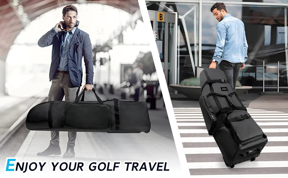 Heavy Duty Golf Travel Bag – 900D Polyester Oxford, Wear-Resistant, Foldable Soft-Sided Case with Zipper & Wheels