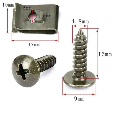 Car U-Type Metal Screw Clip Set - Anti-Rust Fastener Clips with Screws (10-100PCS)