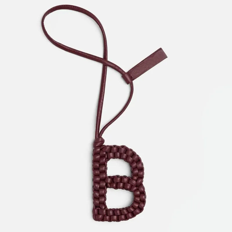 Woven Leather Letter Bag Charm – Luxury Handwoven Pendant Ornament for Women’s Handbags, Fashionable Bag Decoration Accessory
