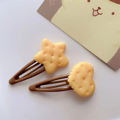 8Pcs Cute Biscuit Hair Clips Set - Adorable Simulation Food Theme Hairpins for Women Girls Daily Accessories