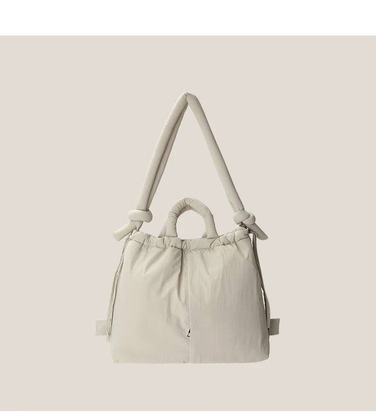 2023 Casual Nylon Padded Tote Bag – Soft Puffer Shoulder & Crossbody Handbag for Women, Large Capacity Vintage Design