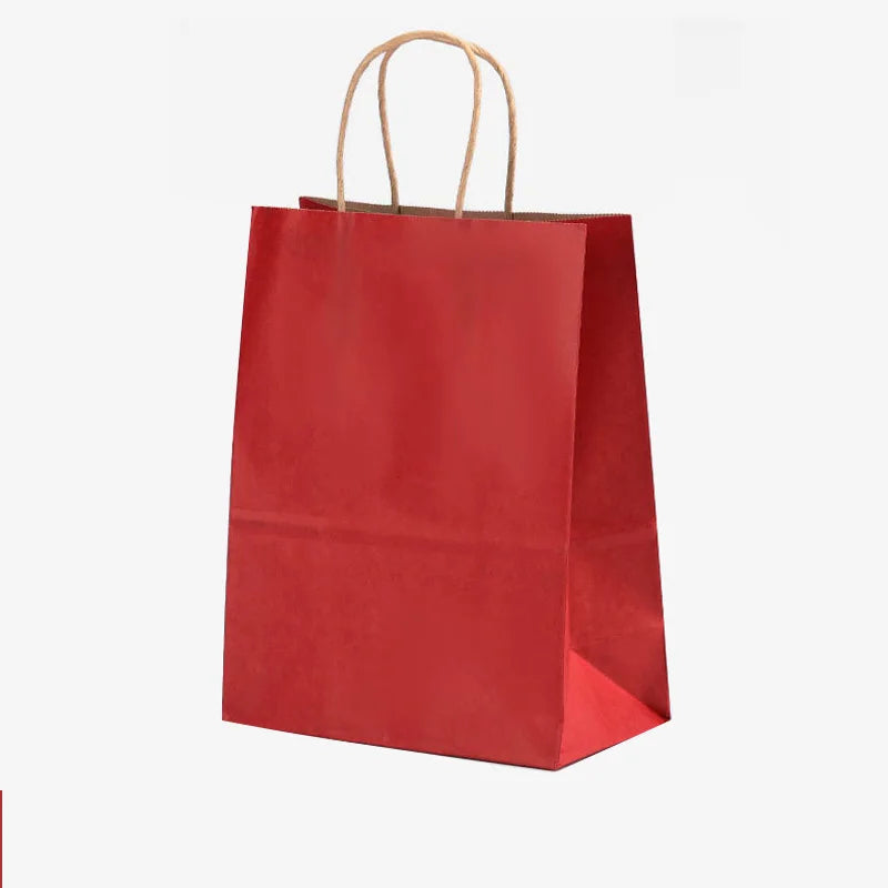 25/50pcs Brown Kraft Paper Gift Bags with Handles – Wedding, Birthday, Party Favor & Small Business Grocery Bags