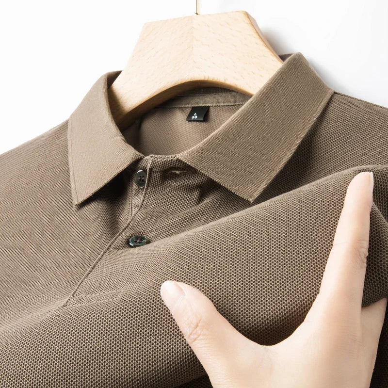 Men's 100% Cotton Polo Shirt - Breathable Summer Golf & Business Casual Tee with Silk-Like Finish