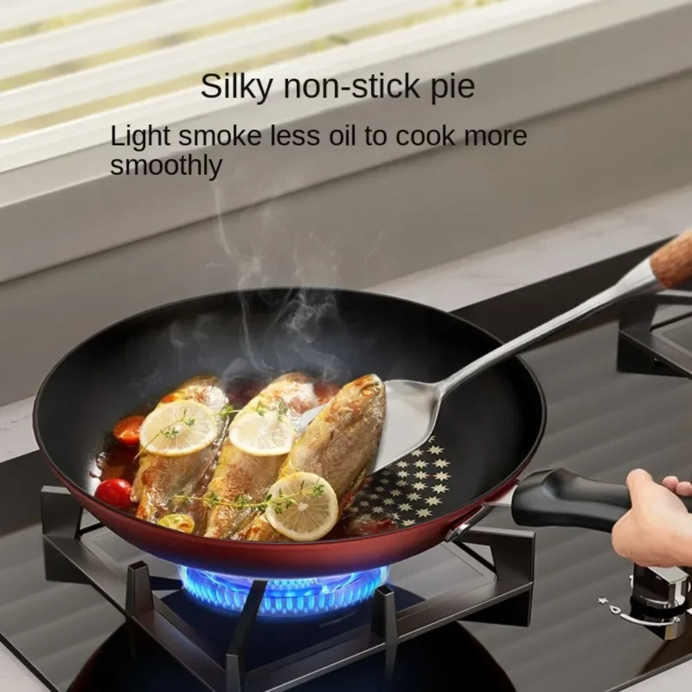 Crystal Diamond Non-Stick Frying Pan with Lid – Multi-Functional Iron Cookware for Gas & Induction