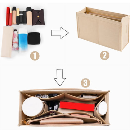 Premium Purse Insert Organizer – Felt Bag Insert with Multiple Pockets for Dior Book Tote & Small Bags