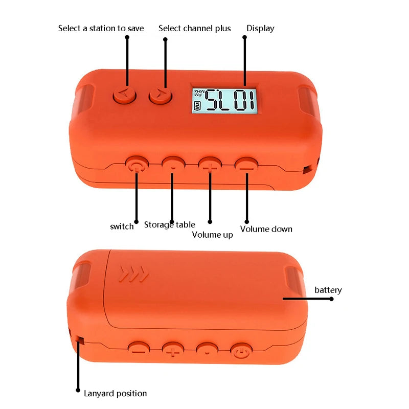 Mini Pocket FM Radio 50–108MHz – Portable Handheld Audio Receiver with LCD Display for Outdoor Sports