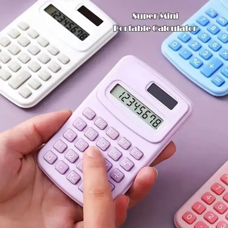 Small Solar Calculator - Portable 8-Digit LCD Electronic Calculator for Home, Office & Primary School Use
