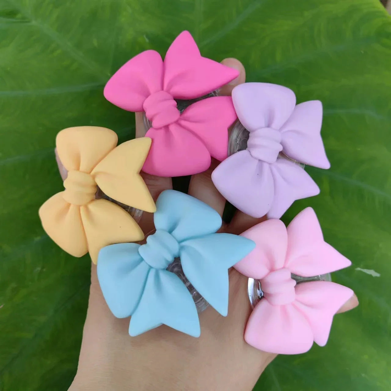 Cute Macaron Color Bow-Knot Smart Tok – Universal Phone Holder, Korean Style Grip Stand, Lazy Bracket for Smartphones
