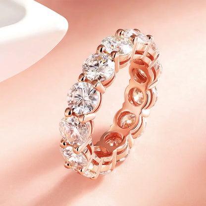 Smyoue Rose Gold Moissanite Ring for Women 3/3.5/5mm — 925 Sterling Silver Sparkling Wedding Band with GRA Certificate