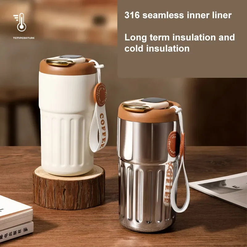 Smart LED Temperature Thermos Bottle - Stainless Steel Coffee Mug Cup with Digital Display, Portable Hydroflask for Water, Tea & Coffee - Ideal Gift for Students