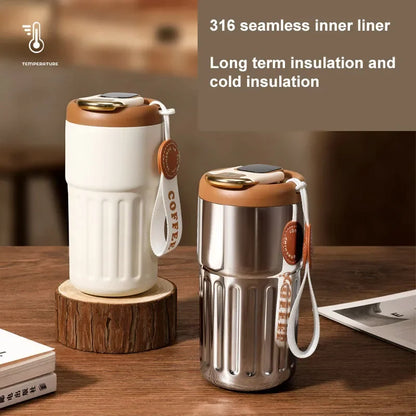 Smart LED Temperature Thermos Bottle - Stainless Steel Coffee Mug Cup with Digital Display, Portable Hydroflask for Water, Tea & Coffee - Ideal Gift for Students