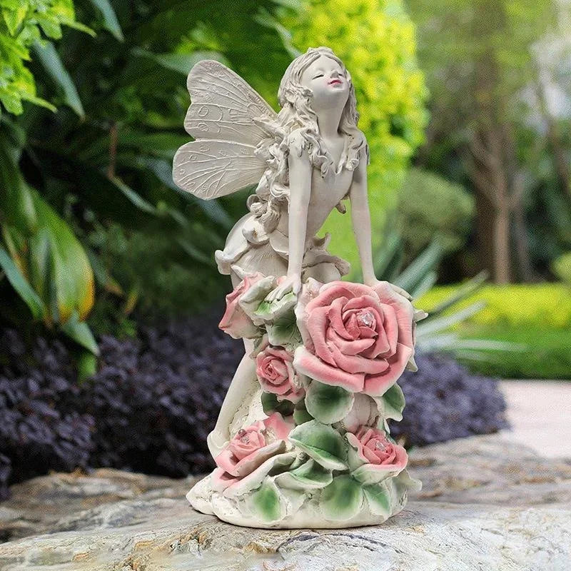 Waterproof Solar Flower Fairy Night Light – Angel Girl Statue for Outdoor Garden & Courtyard, Home Decoration Sculpture