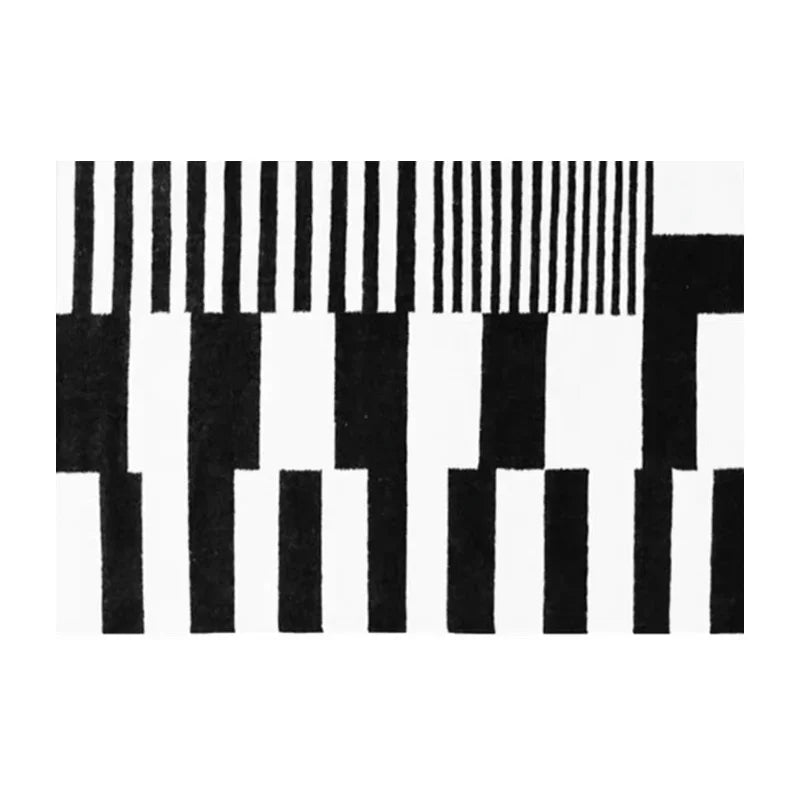 Black Stripe Plush Rug — Non-Slip Luxury Carpet for Living Room, Bedroom, Study, and Nordic Home Decor