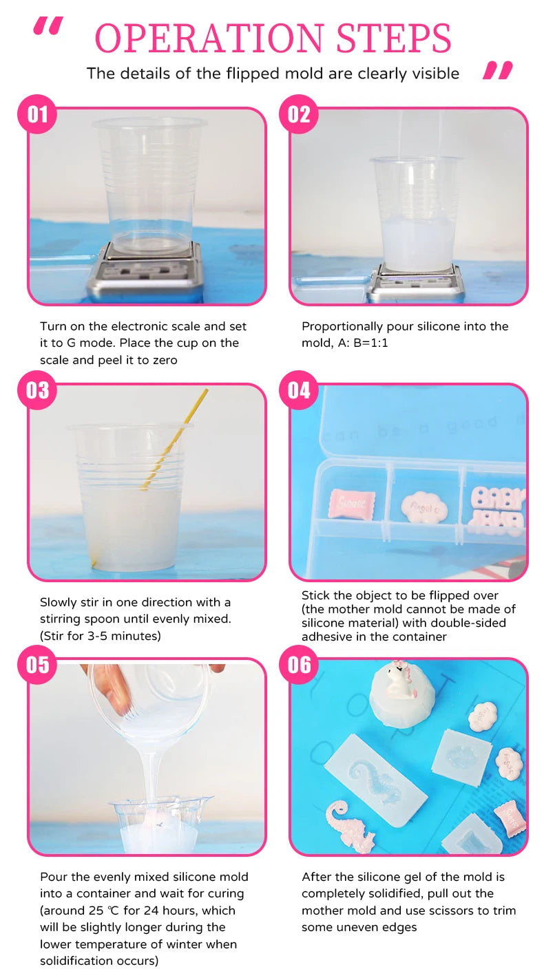 DIY Silicone Mold Making Kit — AB 1:1 Liquid Rubber, Fast-Curing Silicone for Mold Casting, 200g/500g