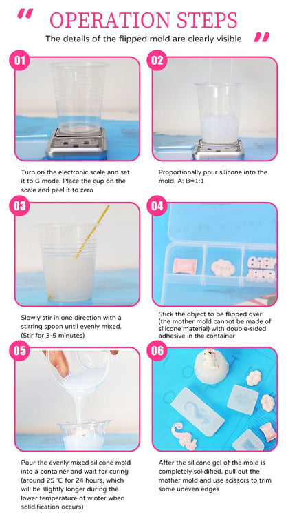 DIY Silicone Mold Making Kit — AB 1:1 Liquid Rubber, Fast-Curing Silicone for Mold Casting, 200g/500g