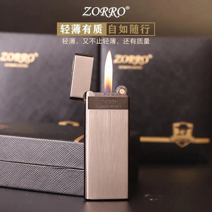 Zorro 636 Ultra-Thin Metal Butane Lighter – Inflatable Grinding Wheel Design, Smoking Accessory & Men’s Holiday Gift