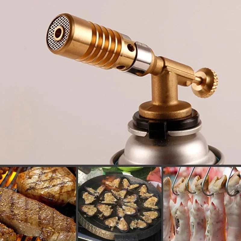 Gas Torch Flame Gun - Butane Auto-Ignition Burner for Camping, Cooking, Soldering, Heating, Blowtorch Lighter